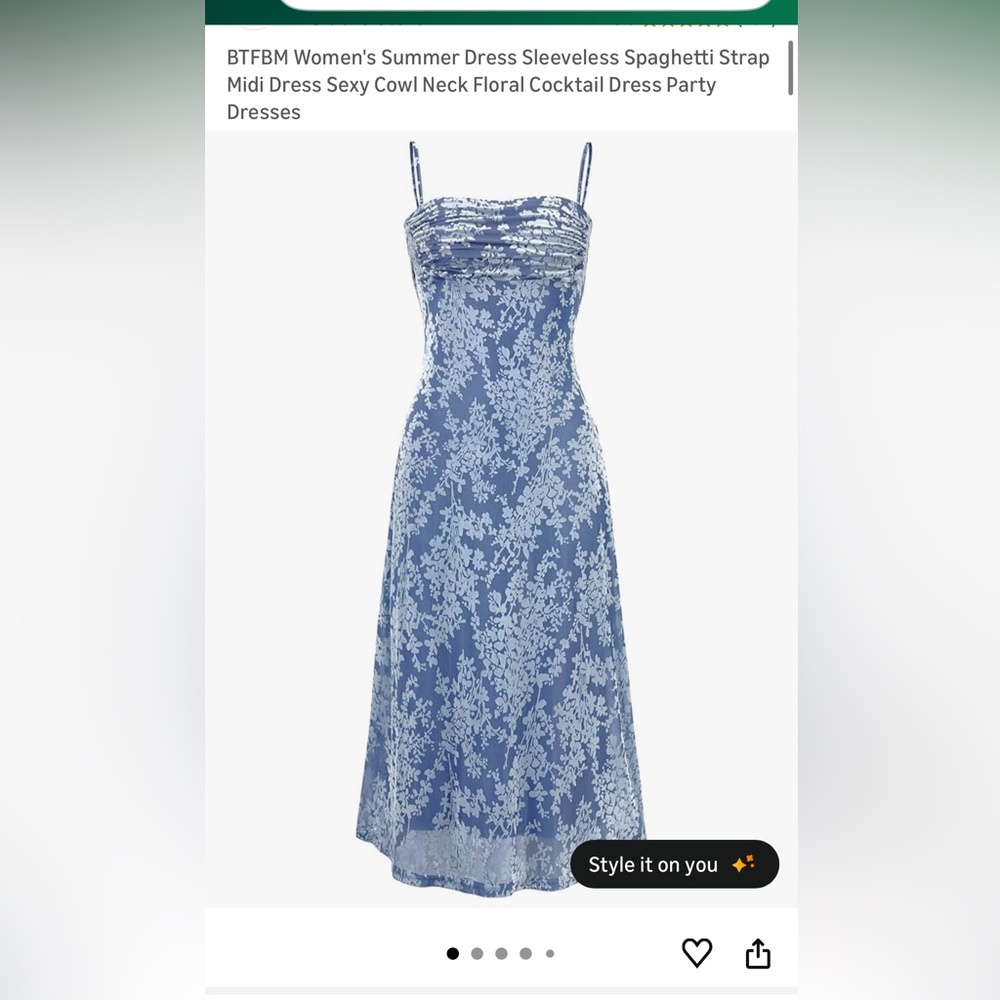 Chic Spaghetti Strap Blue Floral Dress